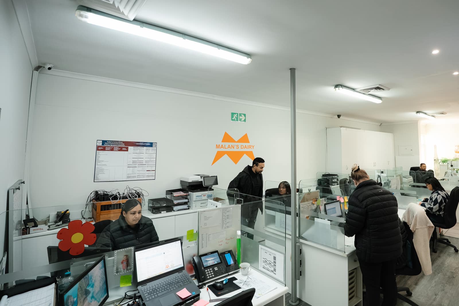 The Malan's Dairy office team taking and processing orders at their desks